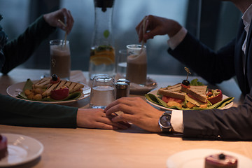 Image showing Couple on a romantic dinner at the restaurant