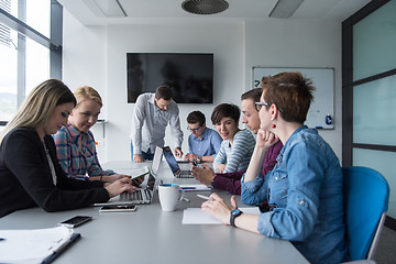 Image showing Group of young people meeting in startup office