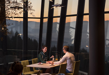 Image showing Couple on a romantic dinner at the restaurant