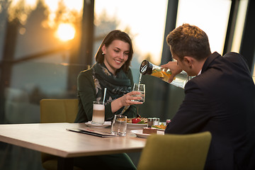 Image showing Couple on a romantic dinner at the restaurant