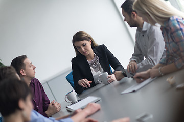 Image showing Group of young people meeting in startup office