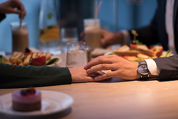 Image showing Couple on a romantic dinner at the restaurant