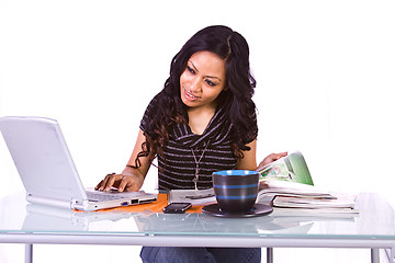 Image showing Beautiful Woman Reading a Magazine