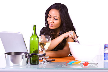 Image showing Beautiful Girl Cooking in the Kitchen