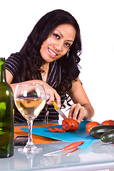 Image showing Beautiful Girl Cooking in the Kitchen