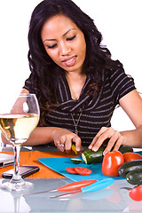 Image showing Beautiful Girl Cooking in the Kitchen