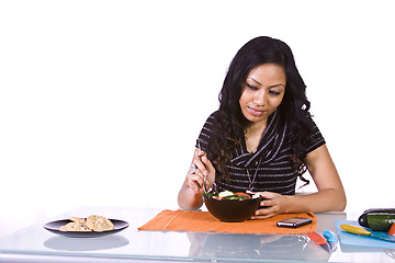 Image showing Beautiful Girl Eating Salad