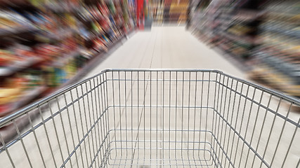 Image showing Shopping cart and motion blur