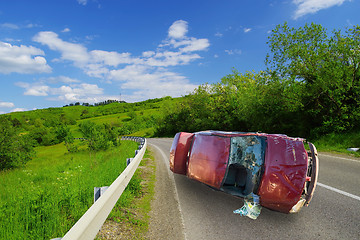 Image showing Car accident on curvy road