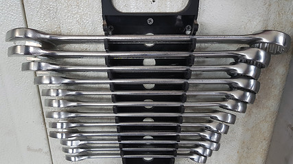 Image showing Spanner set on wall mount