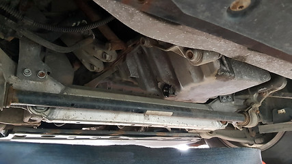 Image showing Changing the oil in the car engine