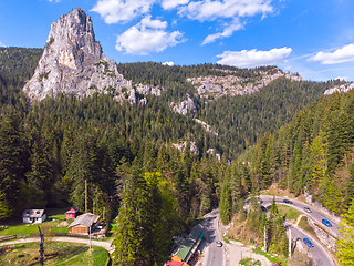 Image showing Aerial view of a curvy road