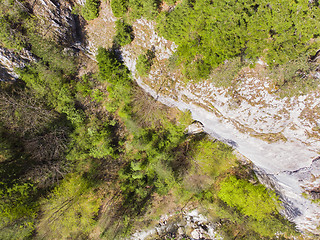 Image showing View from above of a rocky wall