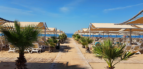 Image showing Wood alley on the beach