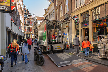 Image showing People at streets of Amsterdam during spring time
