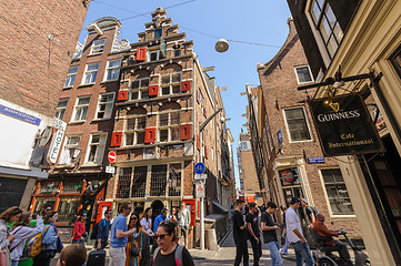 Image showing People at streets of Amsterdam during spring time