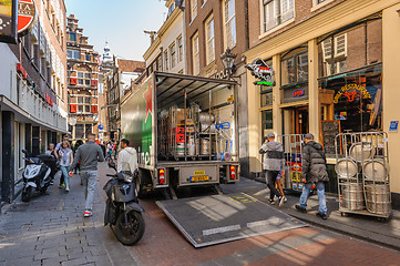 Image showing People at streets of Amsterdam during spring time