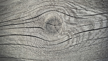 Image showing Old weathered wooden texture with rings and cracks