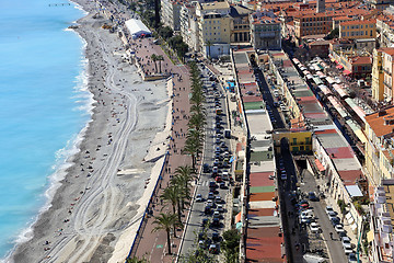 Image showing View of embankment and old town of Nice, French Riviera