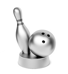 Image showing Silver bowling trophy