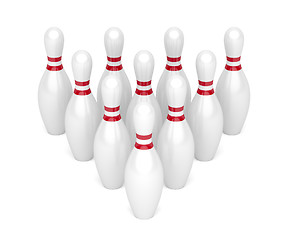 Image showing Ten bowling pins