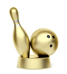 Image showing Gold bowling trophy