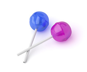 Image showing Blue and pink lollipops