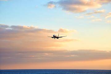 Image showing Airplain landed at sanset