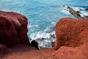 Image showing Coast of Atlantic ocean in Lanzarote island