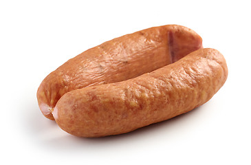 Image showing smoked sausages on white background