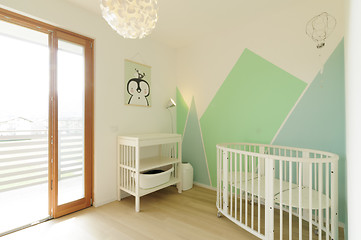 Image showing Home interior: Scandinavian style nursery or baby room