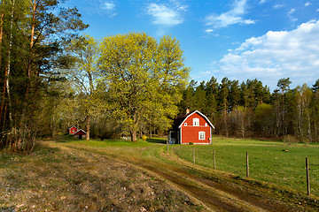 Image showing Red wooden house in Sweden