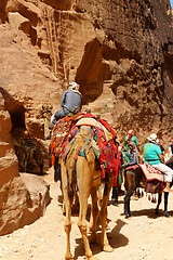 Image showing Tombs carved in the rock at Petra, Jordan