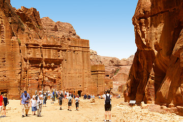 Image showing Tombs carved in the rock at Petra, Jordan