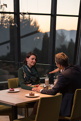 Image showing Couple on a romantic dinner at the restaurant