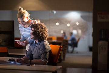 Image showing young designers in the night office