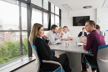 Image showing Group of young people meeting in startup office