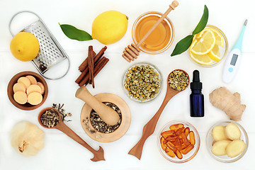 Image showing Natural Ingredients for Cold and Flu Remedy