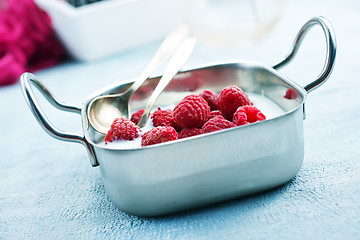 Image showing desert with raspberry