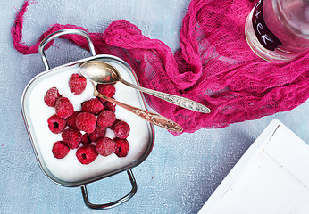 Image showing desert with raspberry