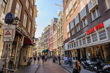 Image showing People at streets of Amsterdam during spring time