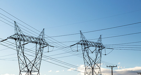 Image showing transmission towers and power line