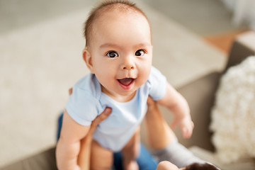 Image showing close up of asian baby boy with mother