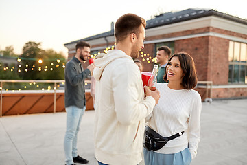 Image showing friends with non alcoholic drinks at rooftop party