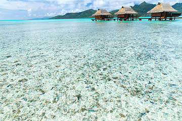 Image showing bungalows on tropical resort of french polynesia