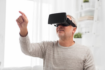 Image showing old man in virtual reality headset or 3d glasses