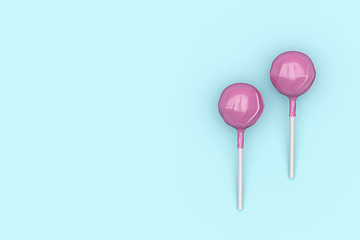 Image showing Two pink lollipops