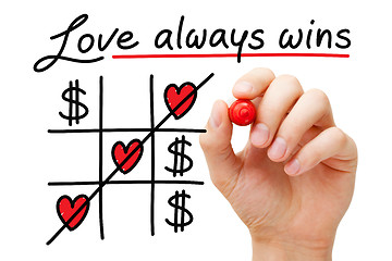 Image showing Love Always Wins Over Money Concept