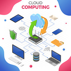 Image showing Data Network Cloud Computing Technology Isometric