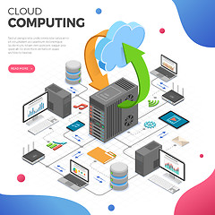 Image showing Data Network Cloud Computing Technology Isometric